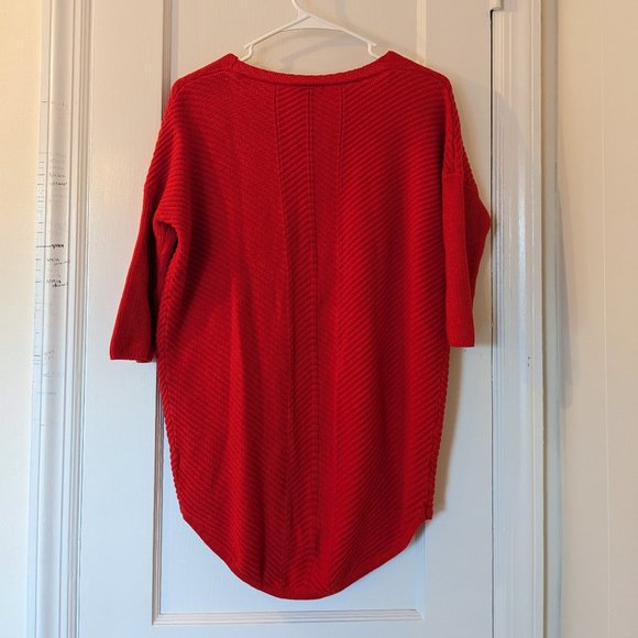 Express 100% Cotton Red V Neck Poncho Style Sweater - Picture 2 of 7